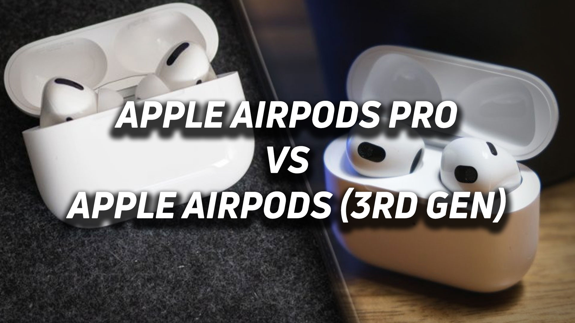 Image showing a pair of Apple AirPods Pro on the left and Apple AirPods 3rd generation on the right