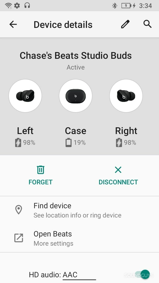 Beats Studio Buds Android Settings