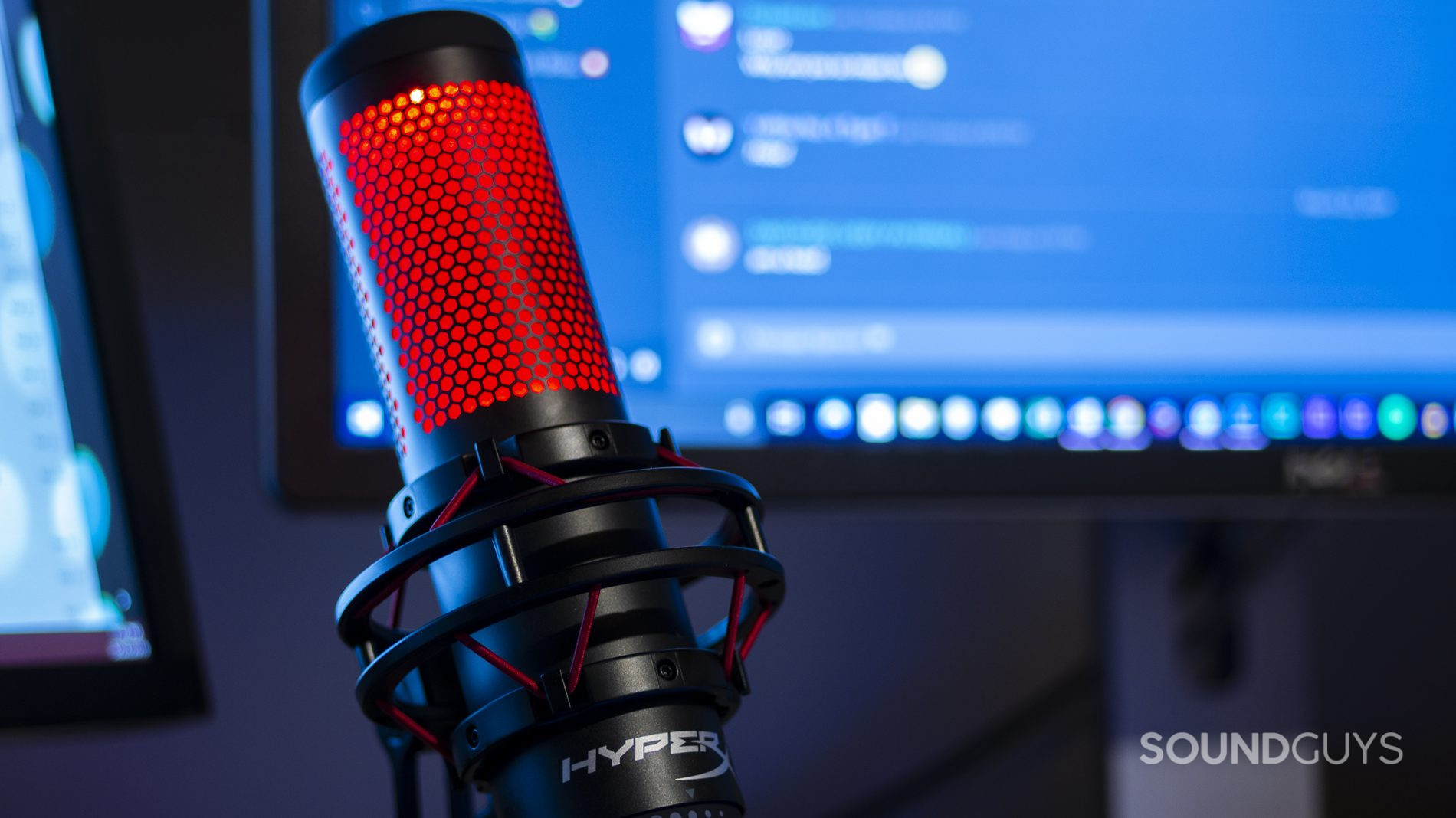 A photo of the HyperX Quadcast microphone.