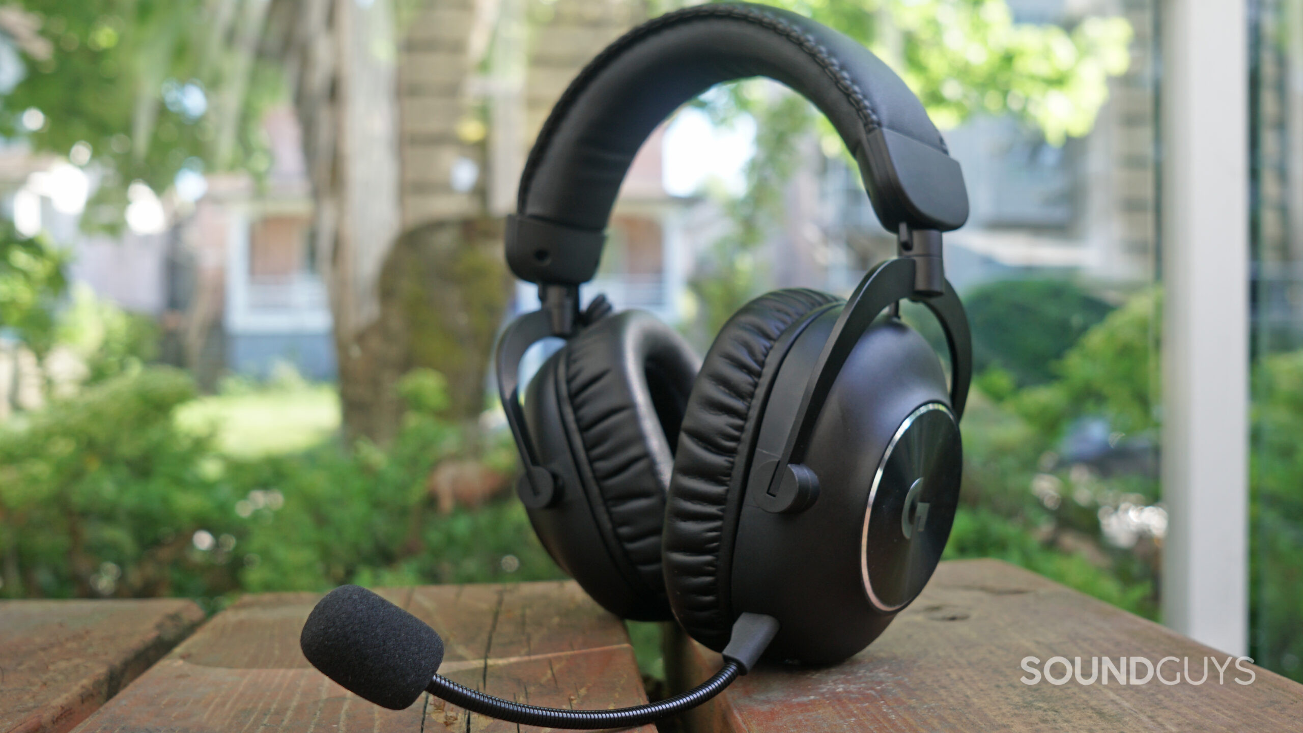 Image of a Logitech G Pro X2 Lightspeed headset resting on a table