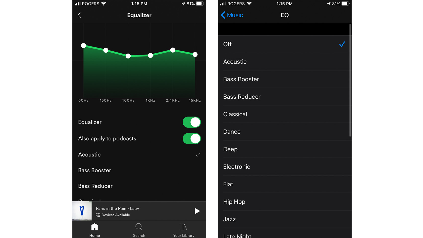 Spotify vs. Apple Music EQ